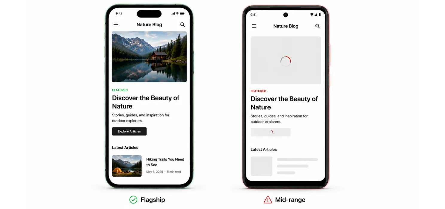 Test on an actual mid-range phone, not just your own device