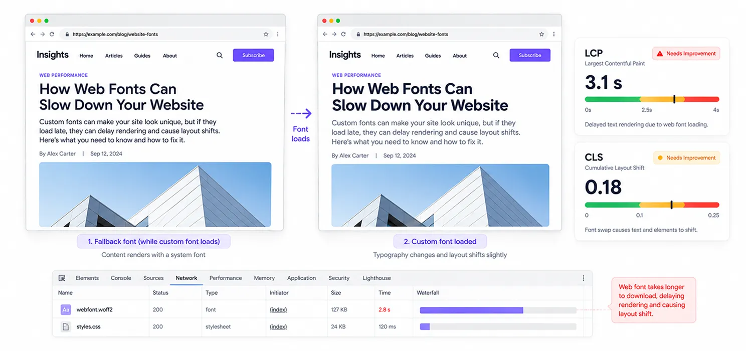 Fonts loading late (or badly)