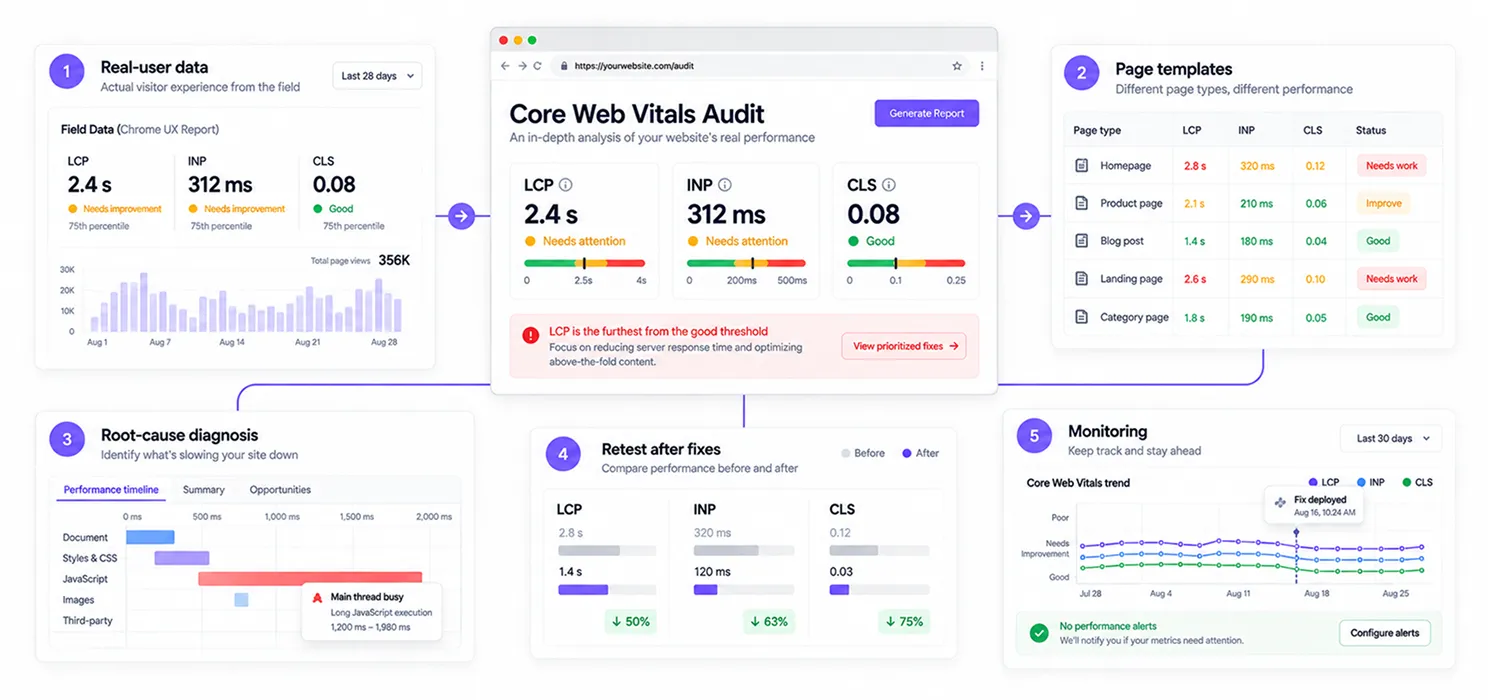 What does a Core Web Vitals audit service actually do