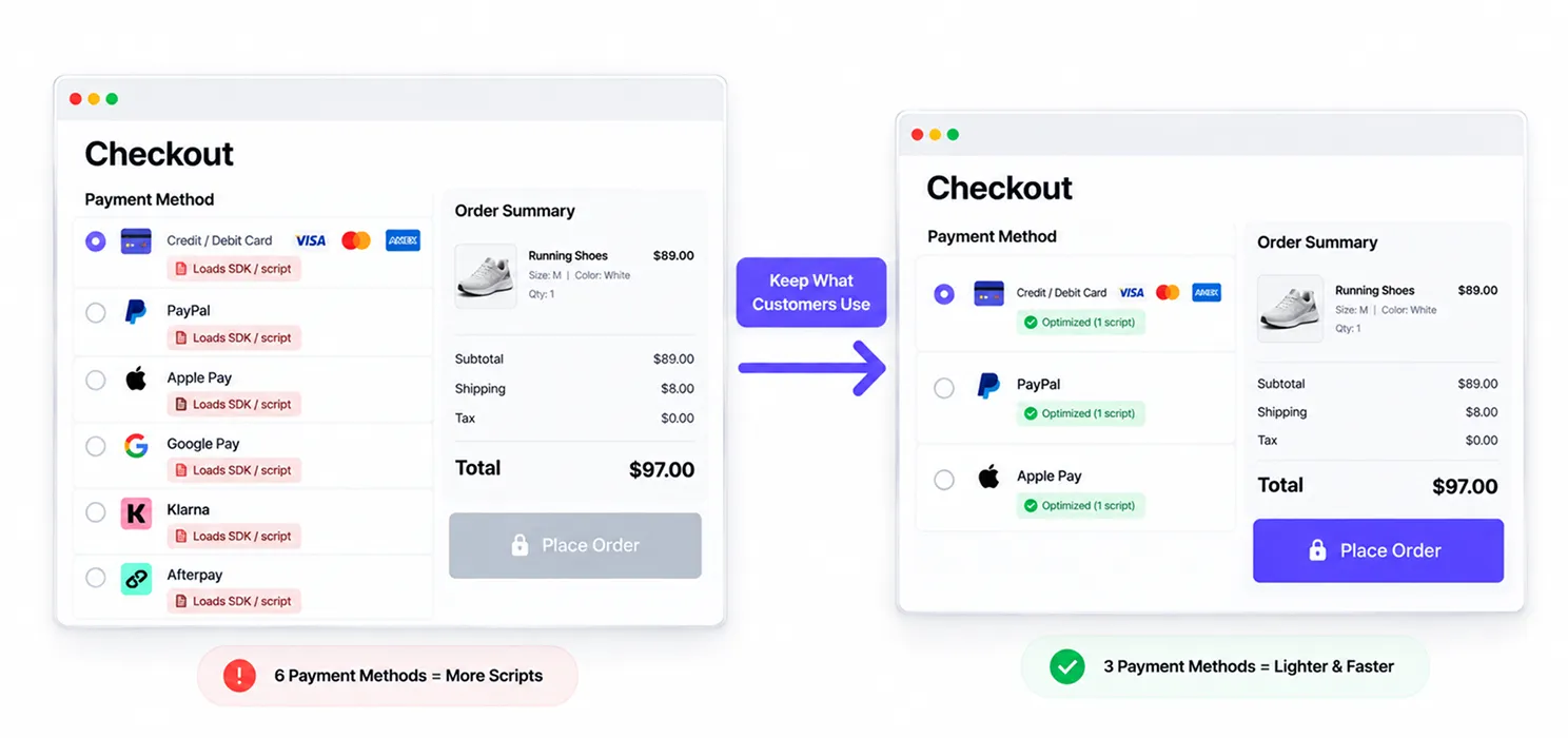 Reduce third-party payment gateway clutter